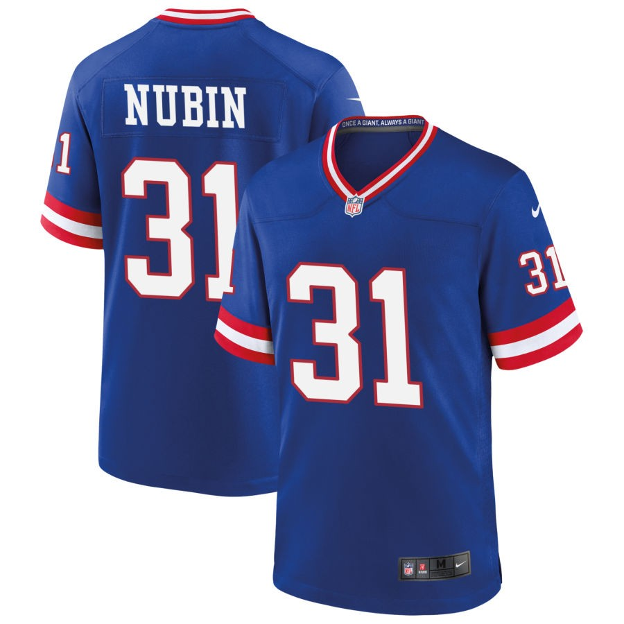 Men's New York Giants #31 Tyler Nubin Royal Classic Football Stitched Game Jersey Men's New York Giants #31 Tyler Nubin Royal Classic Football Stitched Game Jersey