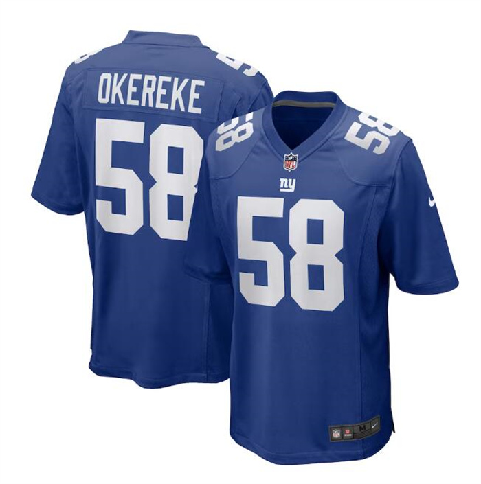 Men's New York Giants #58 Bobby Okereke Royal Stitched Game Jersey Men's New York Giants #58 Bobby Okereke Royal Stitched Game Jersey