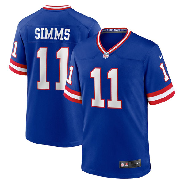 Men's New York Giants #11 Phil Simms Royal Classic Retired Player Stitched Game Jersey Men's New York Giants #11 Phil Simms Royal Classic Retired Player Stitched Game Jersey