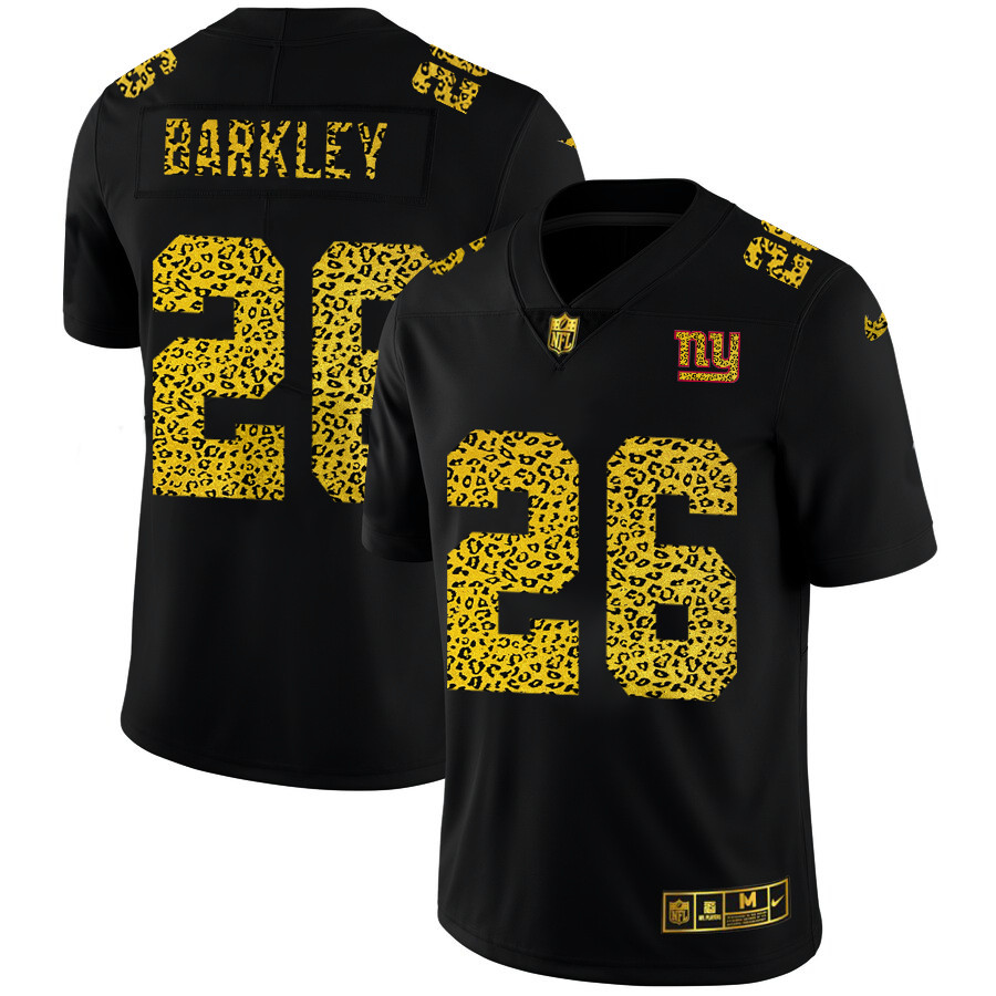 New York Giants #26 Saquon Barkley Men's Nike Leopard Print Fashion Vapor Limited NFL Jersey Black New York Giants #26 Saquon Barkley Men's Nike Leopard Print Fashion Vapor Limited NFL Jersey Black
