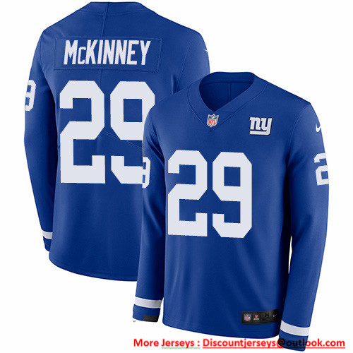 Nike Giants #29 Xavier McKinney Royal Blue Team Color Men's Stitched NFL Limited Therma Long Sleeve Jersey Nike Giants #29 Xavier McKinney Royal Blue Team Color Men's Stitched NFL Limited Therma Long Sleeve Jersey