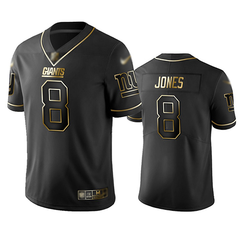 Giants #8 Daniel Jones Black Men's Stitched Football Limited Golden Edition Jersey Giants #8 Daniel Jones Black Men's Stitched Football Limited Golden Edition Jersey