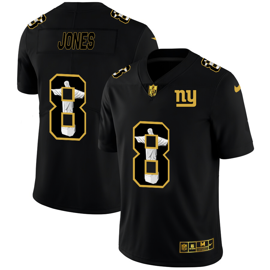 Nike Giants 8 Daniel Jones Black Jesus Faith Edition Limited Jersey Nike Giants 8 Daniel Jones Black Jesus Faith Edition Limited Jersey