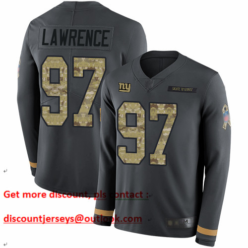 Giants #97 Dexter Lawrence Anthracite Salute to Service Men's Stitched Football Limited Therma Long Sleeve Jersey