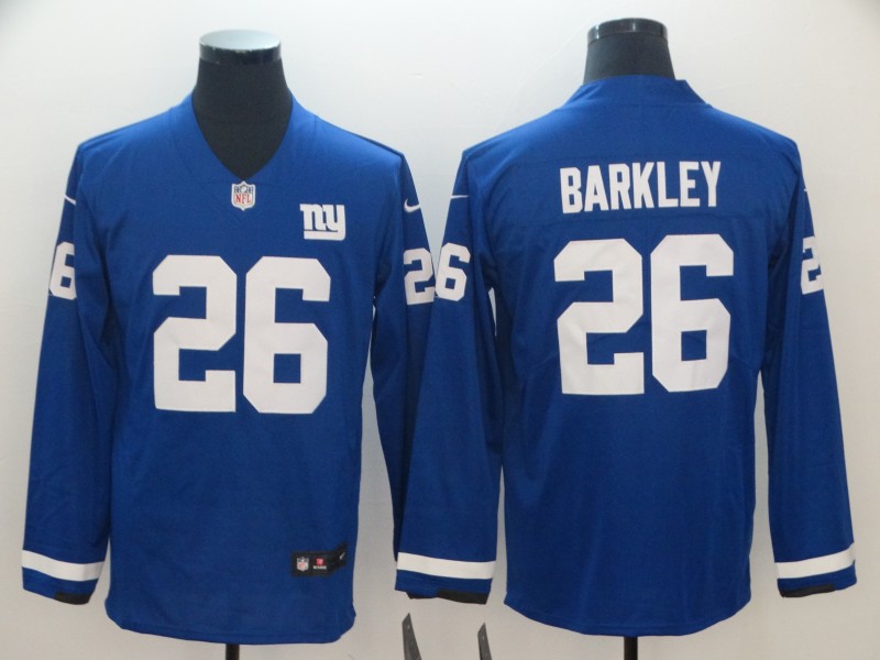 Nike Giants 26 Saquon Barkley Royal Therma Long Sleeve Jersey Nike Giants 26 Saquon Barkley Royal Therma Long Sleeve Jersey