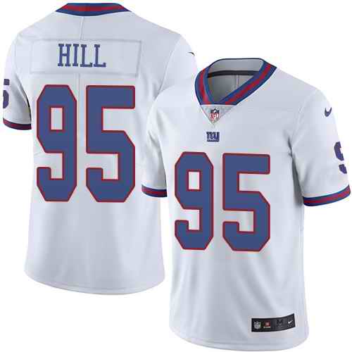 Nike New York Giants 95 B.J. Hill White Men's Stitched NFL Limited Rush Jersey Nike New York Giants 95 B.J. Hill White Men's Stitched NFL Limited Rush Jersey