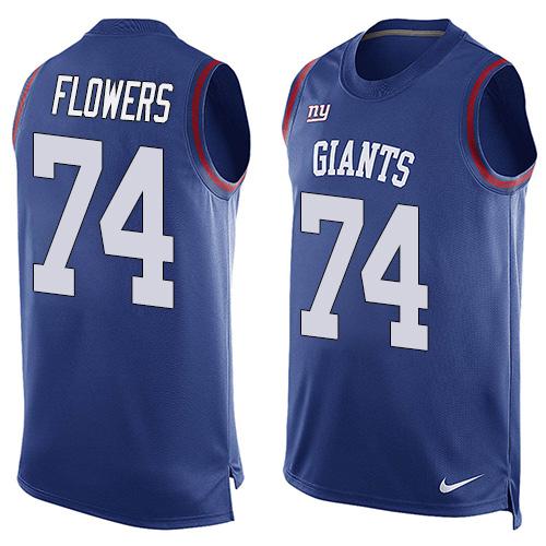 Nike Giants #74 Ereck Flowers Royal Blue Team Color Men's Stitched NFL Limited Tank Top Jersey Nike Giants #74 Ereck Flowers Royal Blue Team Color Men's Stitched NFL Limited Tank Top Jersey