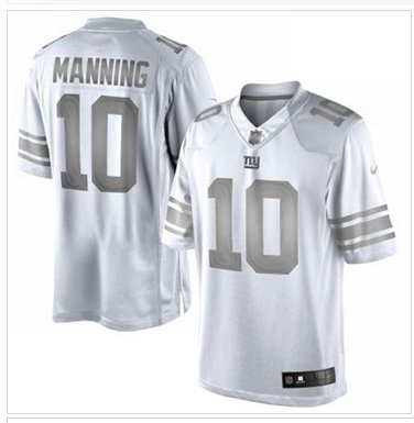 New York Giants #10 Eli Manning White Platinum Jersey New York Giants #10 Eli Manning White Platinum Jersey