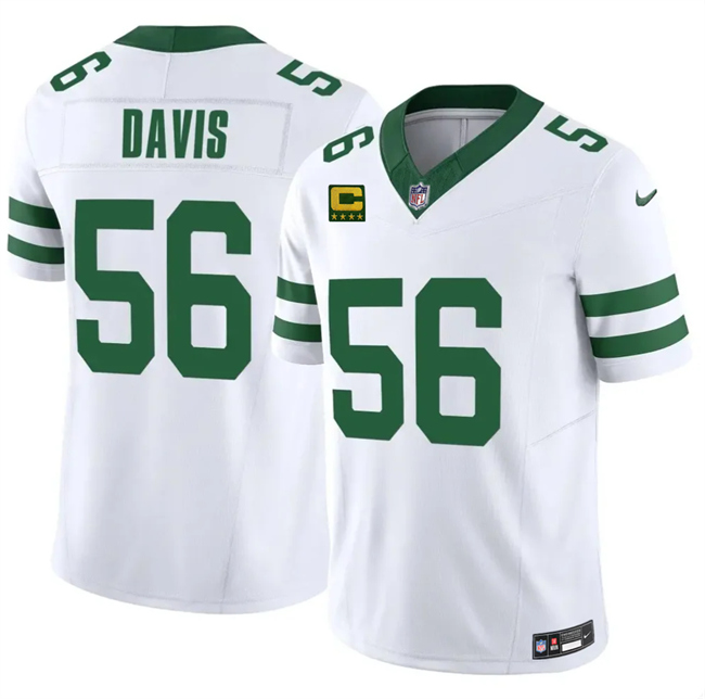 Men's New York Jets #56 Demario Davis White 2025 F.U.S.E. 4-Star C Patch Vapor Untouchable Limited Stitched Jersey Men's New York Jets #56 Demario Davis White 2025 F.U.S.E. 4-Star C Patch Vapor Untouchable Limited Stitched Jersey