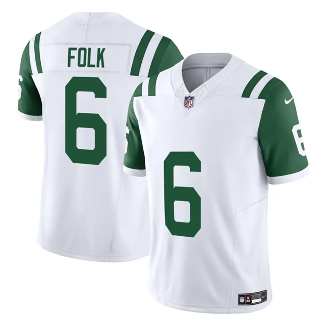 Men's New York Jets #6 Nick Folk White 2025 F.U.S.E. Classic Alternate Vapor Untouchable Limited Stitched Jersey Men's New York Jets #6 Nick Folk White 2025 F.U.S.E. Classic Alternate Vapor Untouchable Limited Stitched Jersey