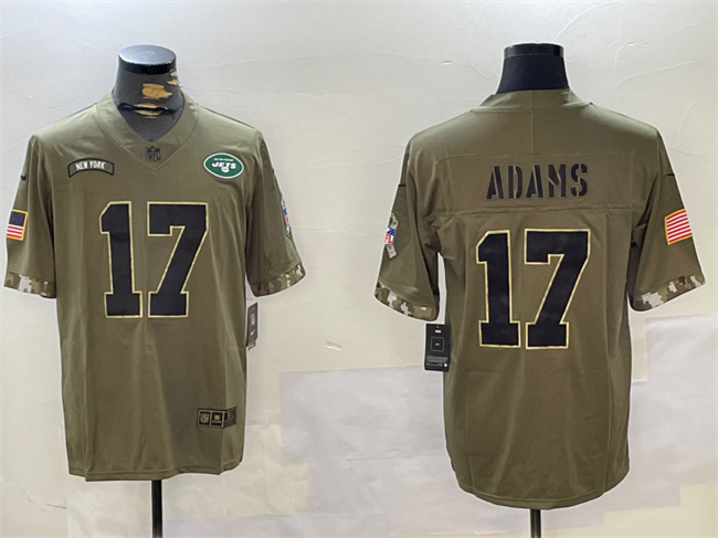 Men's New York Jets #17 Davante Adams Olive Salute To Service Limited Stitched Jersey Men's New York Jets #17 Davante Adams Olive Salute To Service Limited Stitched Jersey