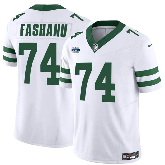 Men's New York Jets #74 Olu Fashanu White 2024 F.U.S.E. With Draft Patch Vapor Limited Stitched Jersey Men's New York Jets #74 Olu Fashanu White 2024 F.U.S.E. With Draft Patch Vapor Limited Stitched Jersey