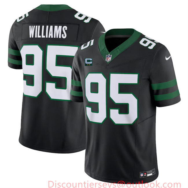 Men's New York Jets #95 Quinnen Williams Black 2024 F.U.S.E. With 2-Star C Patch Vapor Limited Stitched Jersey Men's New York Jets #95 Quinnen Williams Black 2024 F.U.S.E. With 2-Star C Patch Vapor Limited Stitched Jersey