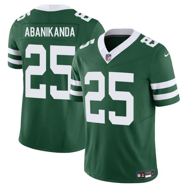 Men's New York Jets #25 Israel Abanikanda Green 2023 F.U.S.E Throwback Limited Stitched Jersey Men's New York Jets #25 Israel Abanikanda Green 2023 F.U.S.E Throwback Limited Stitched Jersey