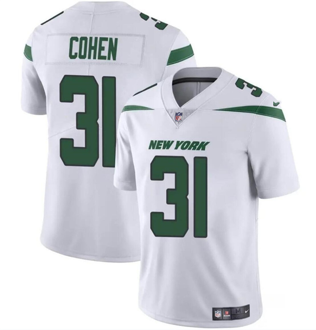 Men's New York Jets #31 Tarik Cohen White Vapor Untouchable Limited Stitched Jersey Men's New York Jets #31 Tarik Cohen White Vapor Untouchable Limited Stitched Jersey