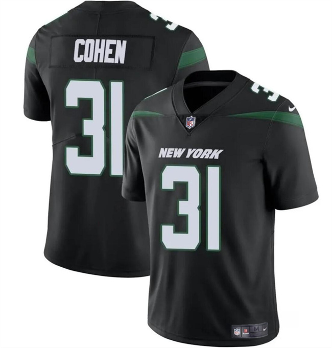 Men's New York Jets #31 Tarik Cohen Black Vapor Untouchable Limited Stitched Jersey Men's New York Jets #31 Tarik Cohen Black Vapor Untouchable Limited Stitched Jersey