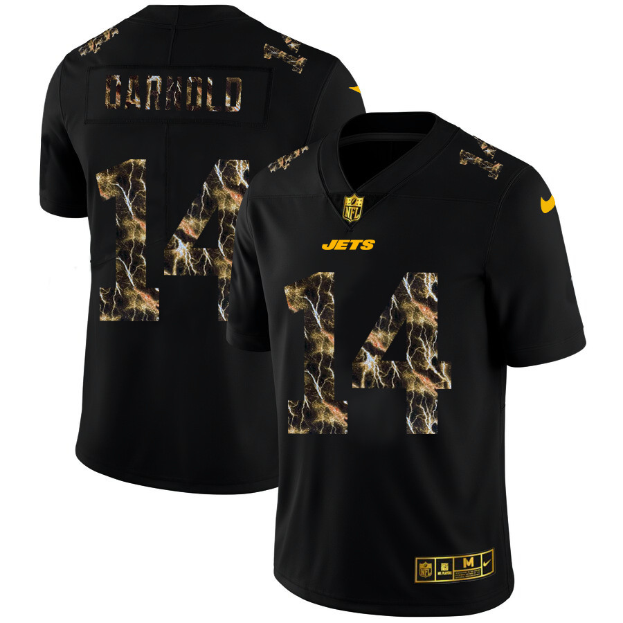 New York Jets #14 Sam Darnold Men's Black Nike Flocked Lightning Vapor Limited NFL Jersey New York Jets #14 Sam Darnold Men's Black Nike Flocked Lightning Vapor Limited NFL Jersey