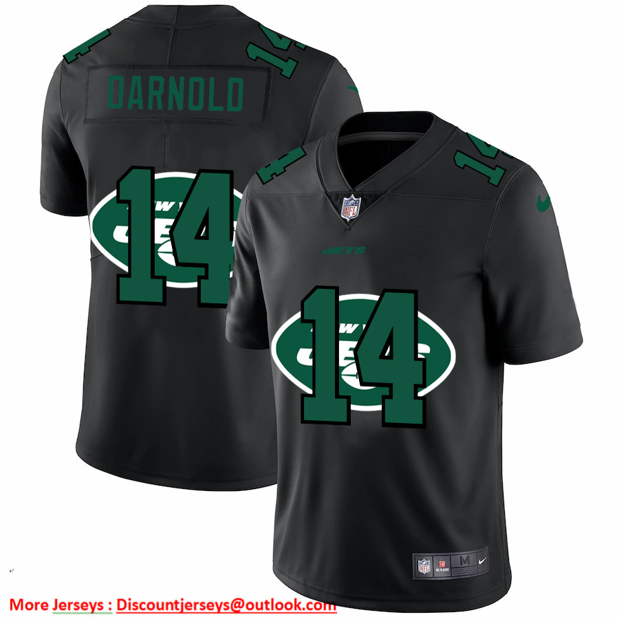 New York Jets #14 Sam Darnold Men's Nike Team Logo Dual Overlap Limited NFL Jersey Black New York Jets #14 Sam Darnold Men's Nike Team Logo Dual Overlap Limited NFL Jersey Black
