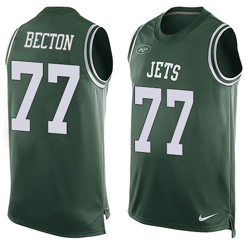Nike Jets #77 Mekhi Becton Green Team Color Men's Stitched NFL Limited Tank Top Jersey Nike Jets #77 Mekhi Becton Green Team Color Men's Stitched NFL Limited Tank Top Jersey