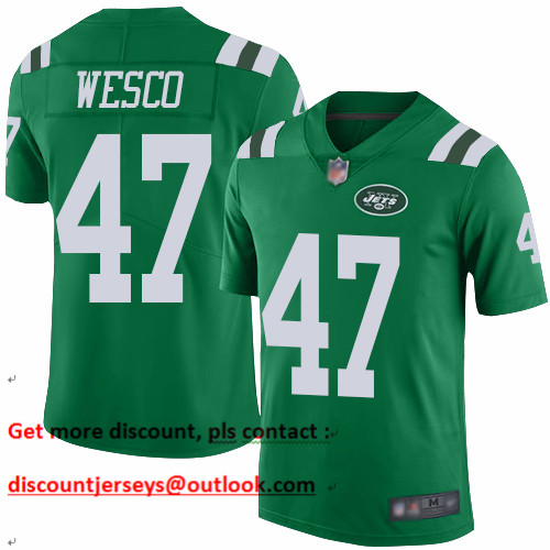 Jets #47 Trevon Wesco Green Men's Stitched Football Limited Rush Jersey Jets #47 Trevon Wesco Green Men's Stitched Football Limited Rush Jersey