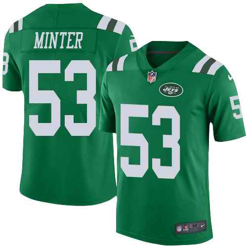 Nike Jets 53 Kevin Minter Green Color Rush Limited Jersey Nike Jets 53 Kevin Minter Green Color Rush Limited Jersey