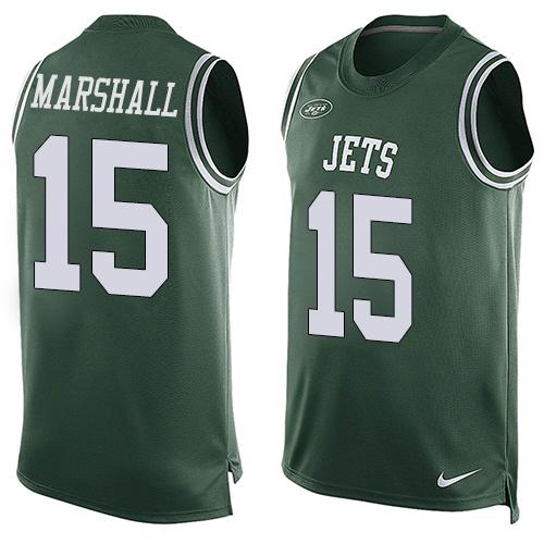 Nike Jets #15 Brandon Marshall Green Team Color Men's Stitched NFL Limited Tank Top Jersey Nike Jets #15 Brandon Marshall Green Team Color Men's Stitched NFL Limited Tank Top Jersey