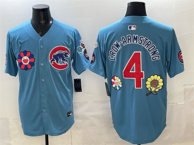 Men's Chicago Cubs #4 Pete Crow-Armstrong Blue 2025 Tokyo Series 2nd Alternate Limited Stitched Baseball Jerseys Men's Chicago Cubs #4 Pete Crow-Armstrong Blue 2025 Tokyo Series 2nd Alternate Limited Stitched Baseball Jerseys