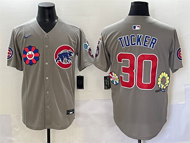 Men's Chicago Cubs #30 Kyle Tucker Grey 2025 Tokyo Series Limited Stitched Baseball Jersey Men's Chicago Cubs #30 Kyle Tucker Grey 2025 Tokyo Series Limited Stitched Baseball Jersey