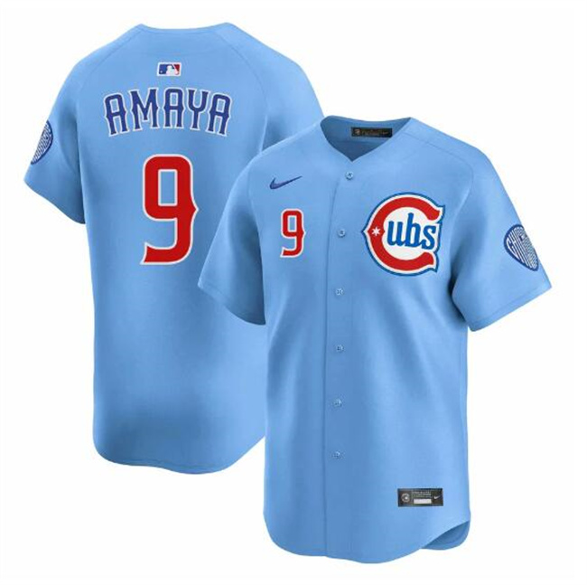 Men's Chicago Cubs #9 Miguel Amaya Blue 2024 25 2nd Alternate Limited Stitched Baseball Jersey Men's Chicago Cubs #9 Miguel Amaya Blue 2024 25 2nd Alternate Limited Stitched Baseball Jersey