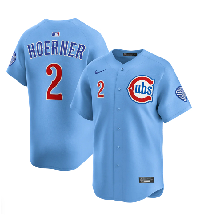 Men's Chicago Cubs #2 Nico Hoerner Blue 2024 25 2nd Alternate Limited Stitched Baseball Jersey Men's Chicago Cubs #2 Nico Hoerner Blue 2024 25 2nd Alternate Limited Stitched Baseball Jersey