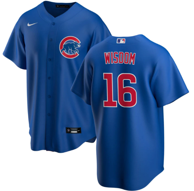 Men's Chicago Cubs #16 Patrick Wisdom Blue Cool Base Stitched Baseball Jersey Men's Chicago Cubs #16 Patrick Wisdom Blue Cool Base Stitched Baseball Jersey