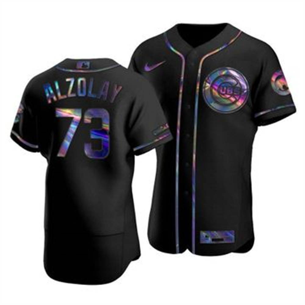 Chicago Cubs #73 Adbert Alzolay Men's Nike Iridescent Holographic Collection MLB Jersey - Black Chicago Cubs #73 Adbert Alzolay Men's Nike Iridescent Holographic Collection MLB Jersey - Black