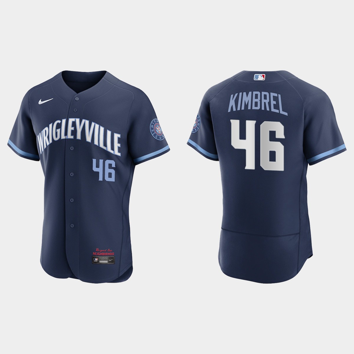 Chicago Cubs #46 Craig Kimbrel Men's Nike 2021 City Connect Authentic Navy MLB Jersey Chicago Cubs #46 Craig Kimbrel Men's Nike 2021 City Connect Authentic Navy MLB Jersey
