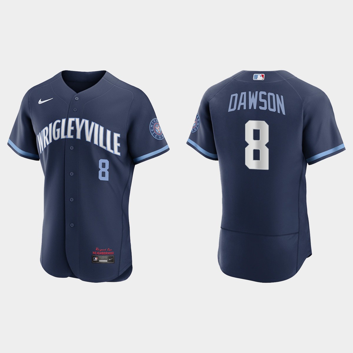 Chicago Cubs #8 Andre Dawson Men's Nike 2021 City Connect Authentic Navy MLB Jersey
