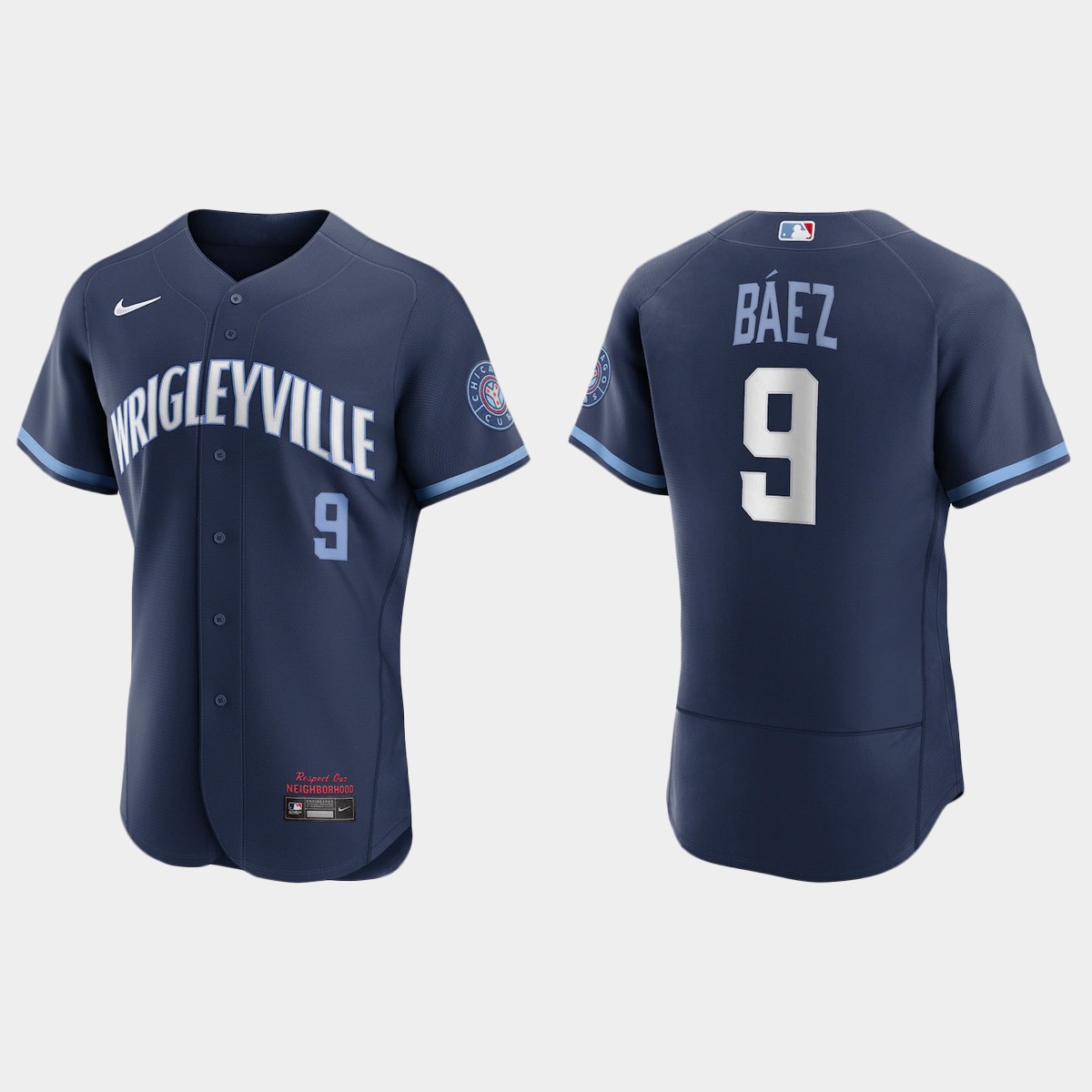 Chicago Cubs #9 Javier Baez Men's Nike 2021 City Connect Authentic Navy MLB Jersey Chicago Cubs #9 Javier Baez Men's Nike 2021 City Connect Authentic Navy MLB Jersey