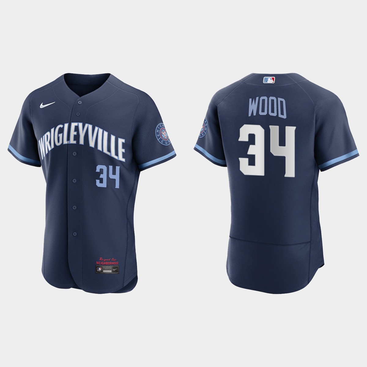 Chicago Cubs #34 Kerry Wood Men's Nike 2021 City Connect Authentic Navy MLB Jersey Chicago Cubs #34 Kerry Wood Men's Nike 2021 City Connect Authentic Navy MLB Jersey