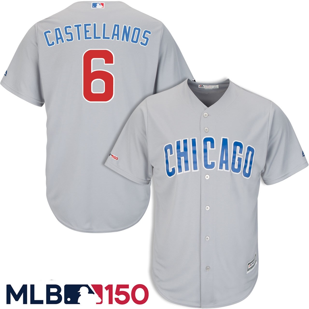 Cubs 6 Nick Castellanos Gray 150th Patch Cool Base Jersey Cubs 6 Nick Castellanos Gray 150th Patch Cool Base Jersey