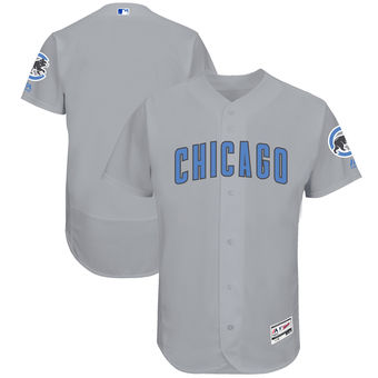 Men's Chicago Cubs Majestic Gray Father's Day FlexBase Team Jersey Men's Chicago Cubs Majestic Gray Father's Day FlexBase Team Jersey