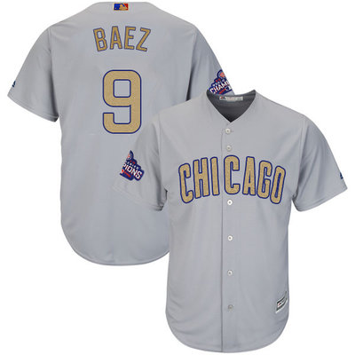 Cubs #10 Javier Baez World Series Champions Gold Program Cool base Jersey Cubs #10 Javier Baez World Series Champions Gold Program Cool base Jersey