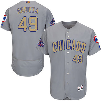 Cubs #49 Jake Arrieta World Series Champions Gold Program Flexbase Jersey Cubs #49 Jake Arrieta World Series Champions Gold Program Flexbase Jersey