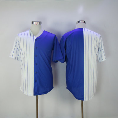Men's Chicago Cubs Blank White Blue Split Fashion Stitched MLB Jersey Men's Chicago Cubs Blank White Blue Split Fashion Stitched MLB Jersey