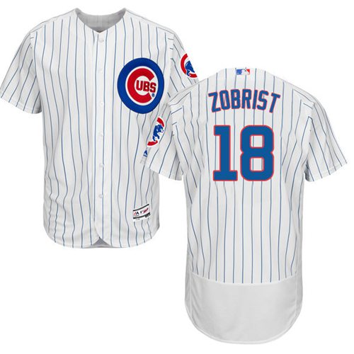 Cubs #18 Ben Zobrist White Flexbase Authentic Collection Stitched MLB Jersey Cubs #18 Ben Zobrist White Flexbase Authentic Collection Stitched MLB Jersey