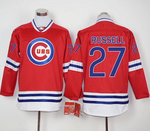Cubs #27 Addison Russell Red Long Sleeve Stitched MLB Jersey Cubs #27 Addison Russell Red Long Sleeve Stitched MLB Jersey