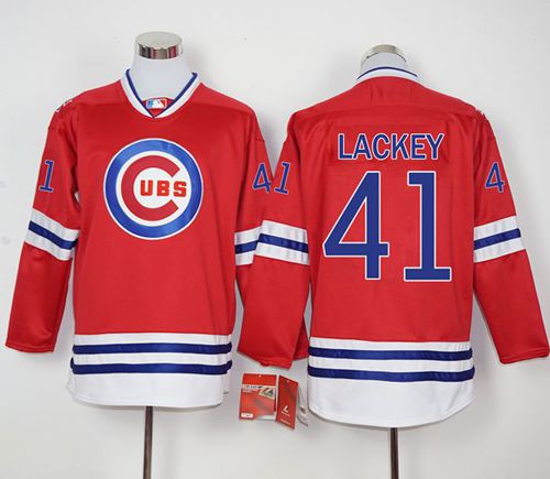 Cubs #41 John Lackey Red Long Sleeve Stitched MLB Jersey Cubs #41 John Lackey Red Long Sleeve Stitched MLB Jersey