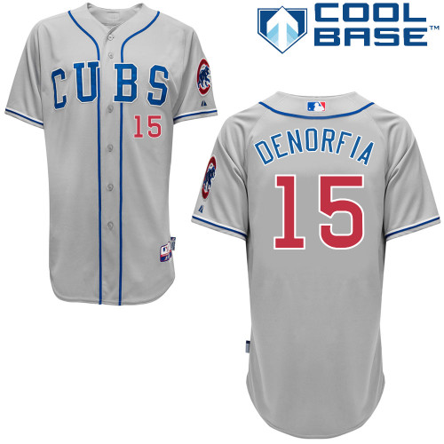 Chicago Cubs 15# Denorfia Grey Authentic Personalized Road cool Jersey-2 Chicago Cubs 15# Denorfia Grey Authentic Personalized Road cool Jersey-2