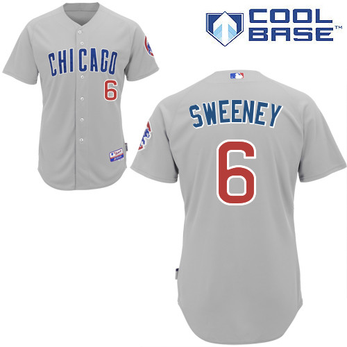 Chicago Cubs 6# Sweeney Grey Authentic Personalized Road cool Jersey-2 Chicago Cubs 6# Sweeney Grey Authentic Personalized Road cool Jersey-2