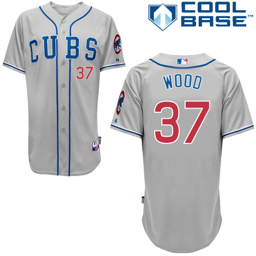 Chicago Cubs 37# Wood Grey Authentic Personalized Road cool Jersey-2 Chicago Cubs 37# Wood Grey Authentic Personalized Road cool Jersey-2