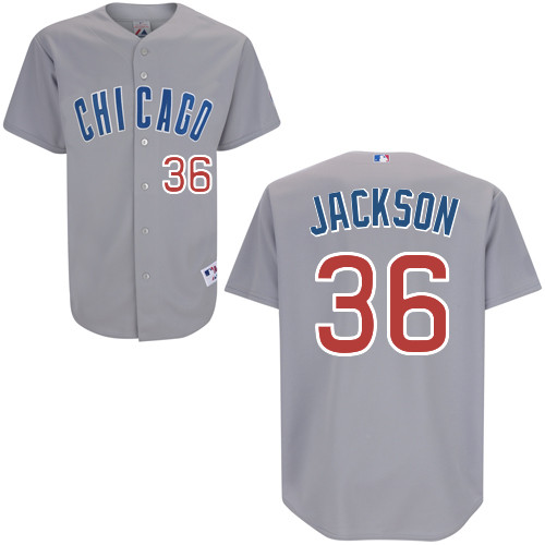 Chicago Cubs 36# Jackson Grey Authentic Personalized Road Jersey
