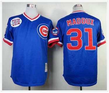 Chicago Cubs #31 Greg Maddux Blue Mitchell and Ness Throwback Baseball Jersey Chicago Cubs #31 Greg Maddux Blue Mitchell and Ness Throwback Baseball Jersey