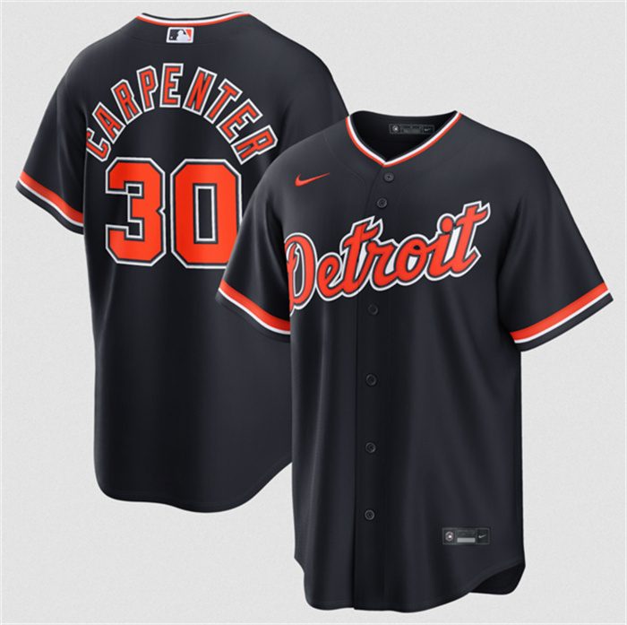 Men's Detroit Tigers #30 Kerry Carpenter Navy Alternate Stitched Baseball Jersey Men's Detroit Tigers #30 Kerry Carpenter Navy Alternate Stitched Baseball Jersey